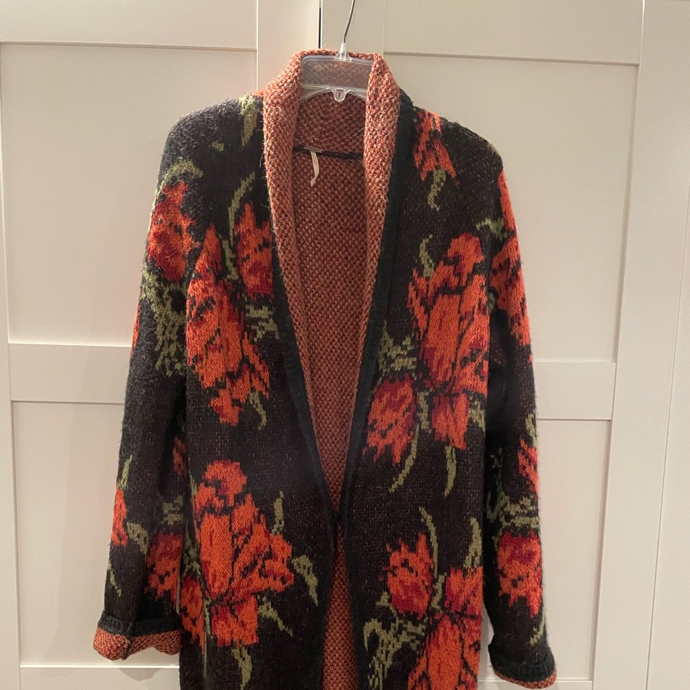 Free people floral long cardigan
